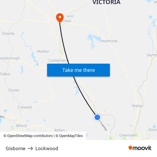 Gisborne to Lockwood map