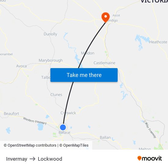 Invermay to Lockwood map