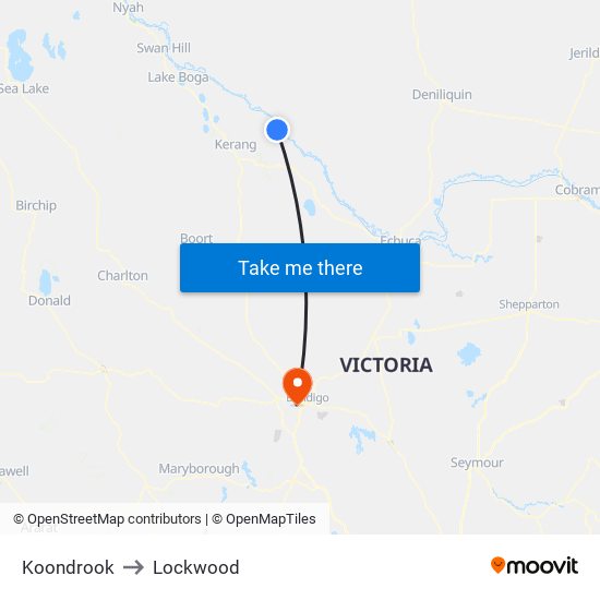 Koondrook to Lockwood map