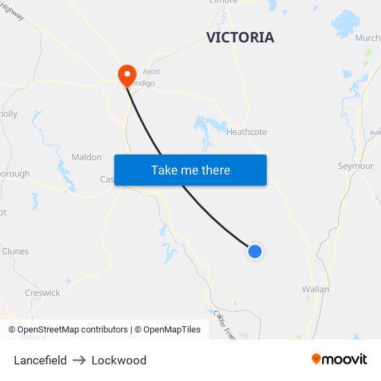 Lancefield to Lockwood map