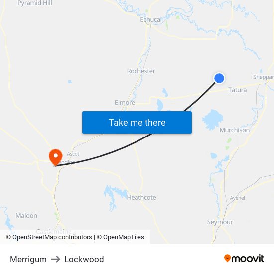 Merrigum to Lockwood map