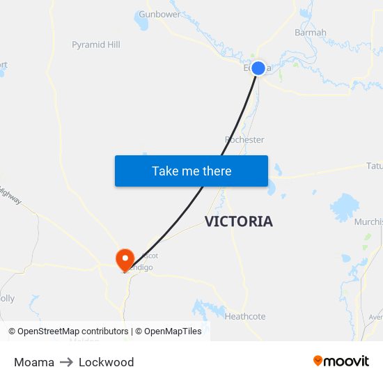 Moama to Lockwood map