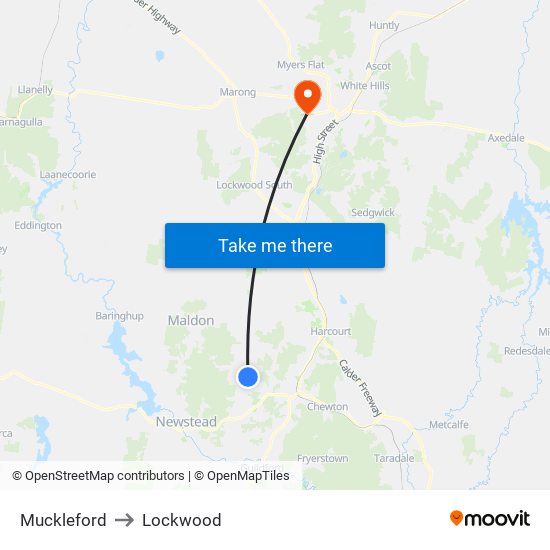 Muckleford to Lockwood map