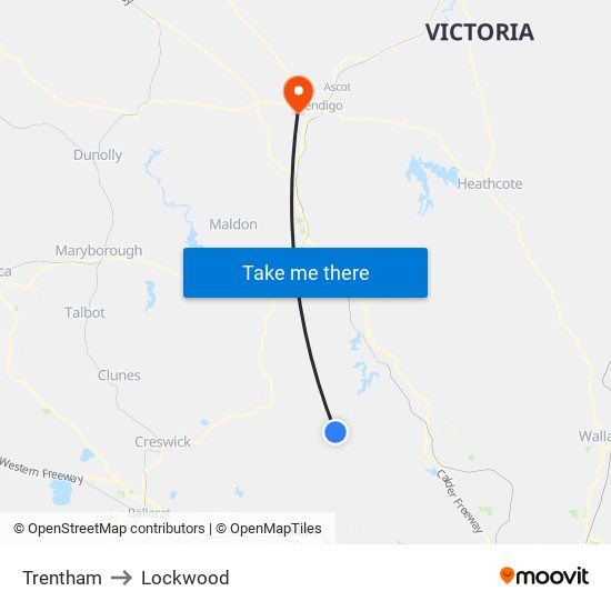 Trentham to Lockwood map