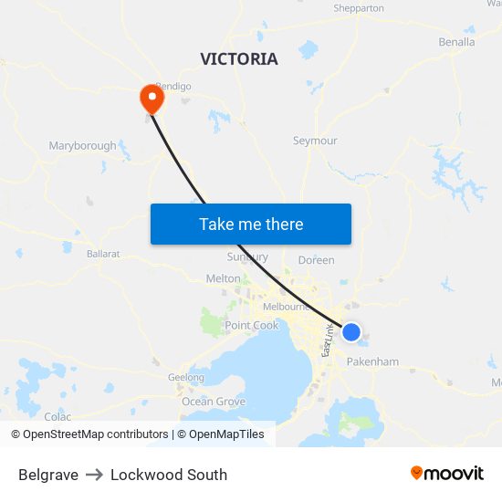 Belgrave to Lockwood South map