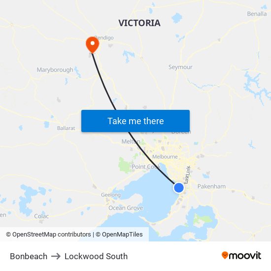 Bonbeach to Lockwood South map