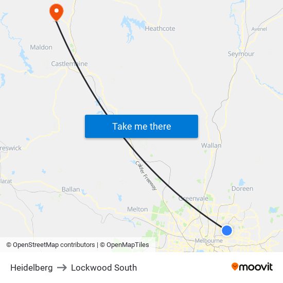 Heidelberg to Lockwood South map