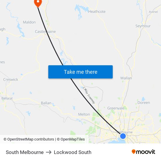 South Melbourne to Lockwood South map