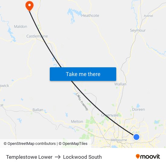 Templestowe Lower to Lockwood South map