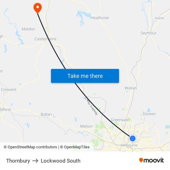 Thornbury to Lockwood South map