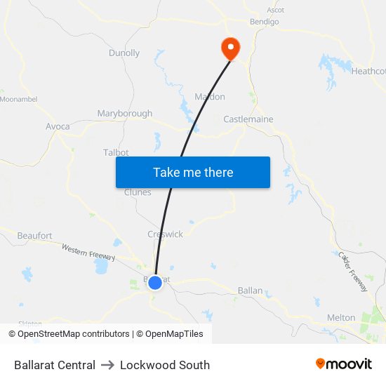 Ballarat Central to Lockwood South map