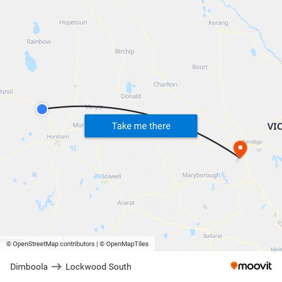 Dimboola to Lockwood South map