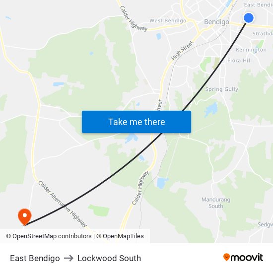 East Bendigo to Lockwood South map
