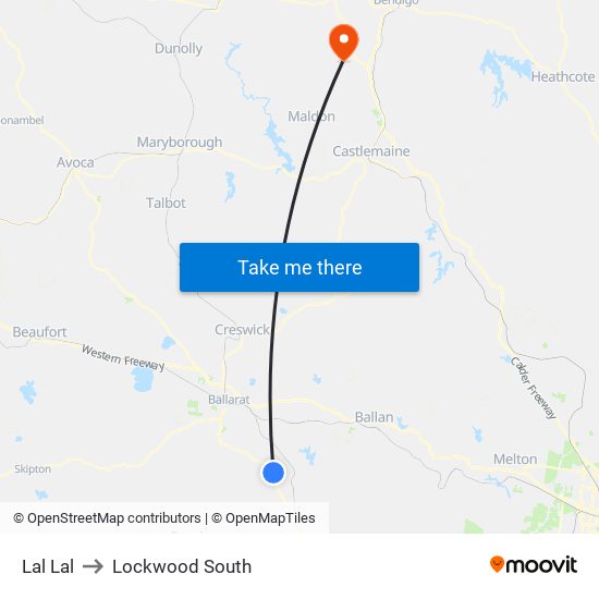 Lal Lal to Lockwood South map