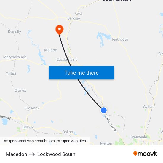 Macedon to Lockwood South map