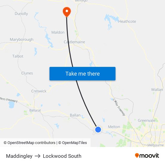 Maddingley to Lockwood South map