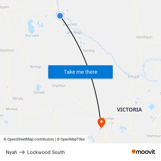 Nyah to Lockwood South map