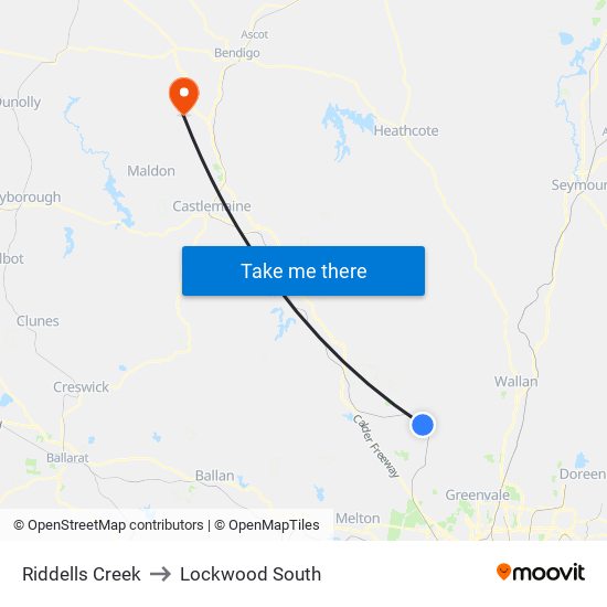 Riddells Creek to Lockwood South map