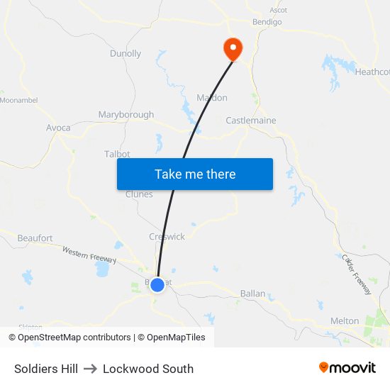 Soldiers Hill to Lockwood South map