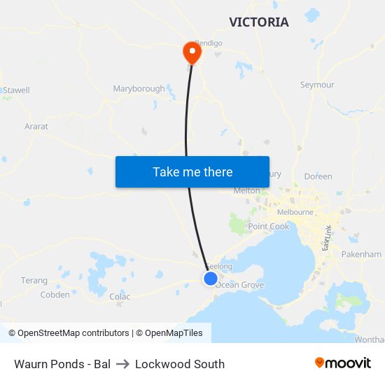 Waurn Ponds - Bal to Lockwood South map