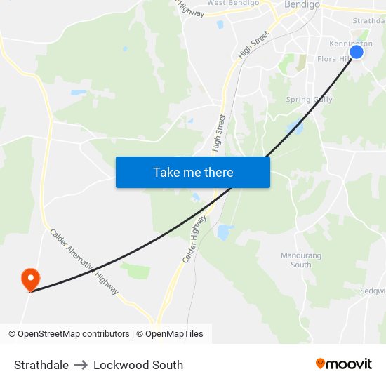 Strathdale to Lockwood South map