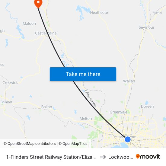 1-Flinders Street Railway Station/Elizabeth St (Melbourne City) to Lockwood South map