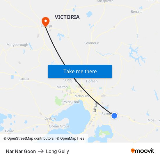 Nar Nar Goon to Long Gully map