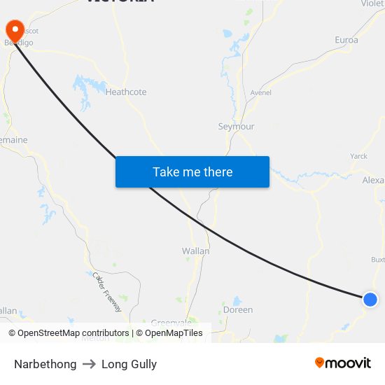 Narbethong to Long Gully map