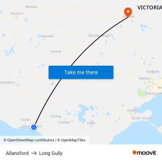 Allansford to Long Gully map