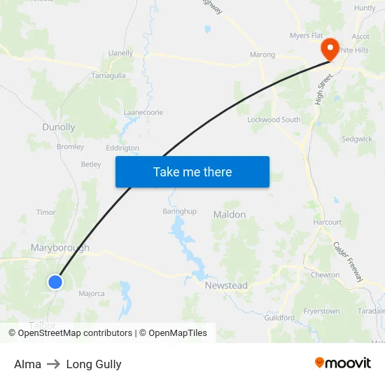 Alma to Long Gully map