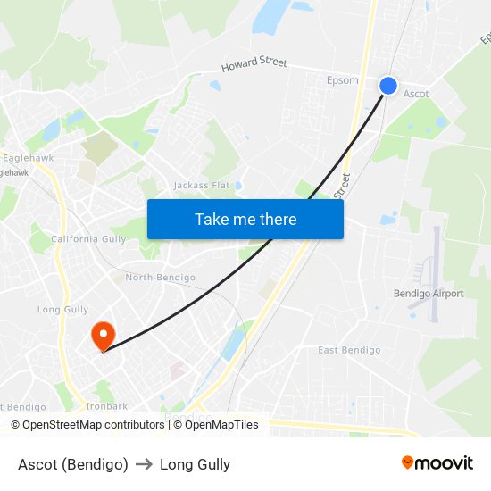 Ascot (Bendigo) to Long Gully map