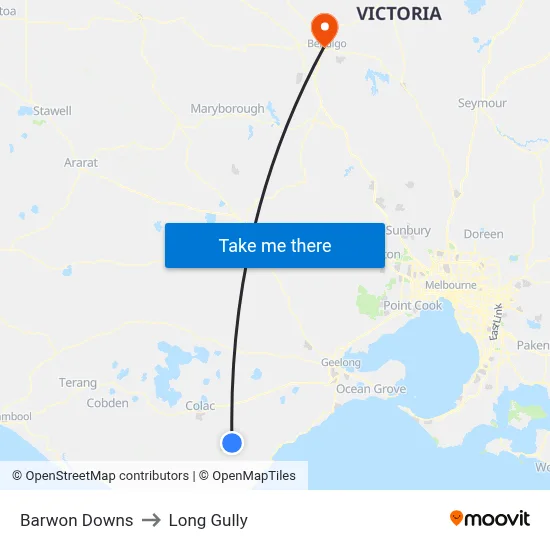 Barwon Downs to Long Gully map