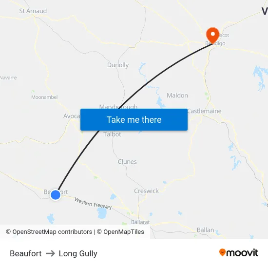 Beaufort to Long Gully map