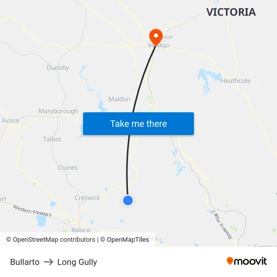 Bullarto to Long Gully map