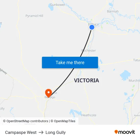 Campaspe West to Long Gully map