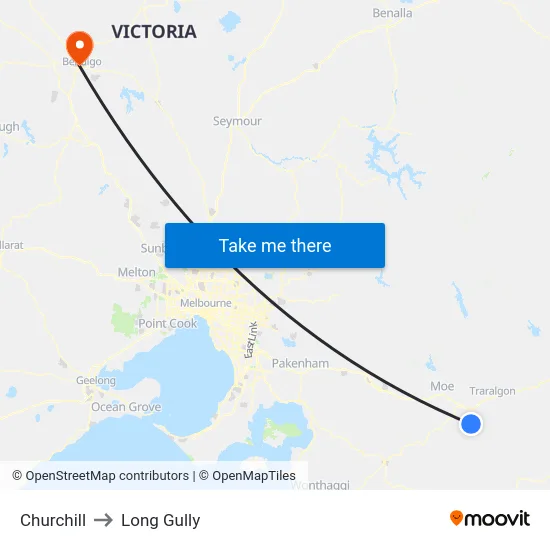 Churchill to Long Gully map