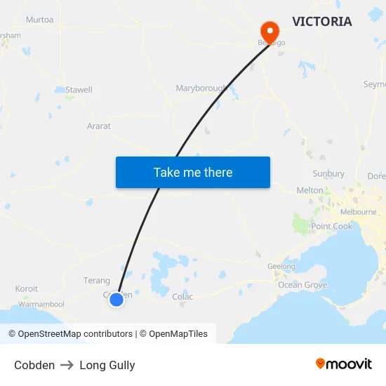 Cobden to Long Gully map