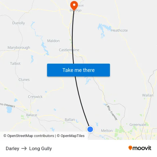 Darley to Long Gully map