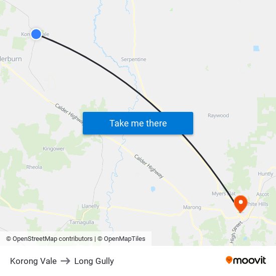 Korong Vale to Long Gully map