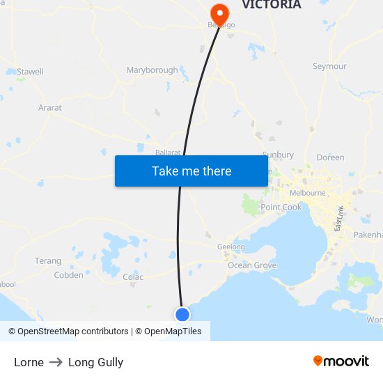 Lorne to Long Gully map