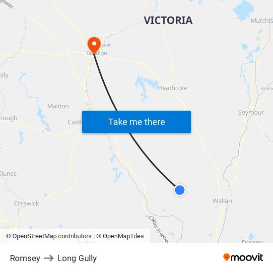 Romsey to Long Gully map