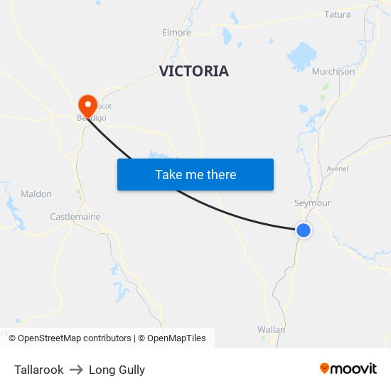 Tallarook to Long Gully map