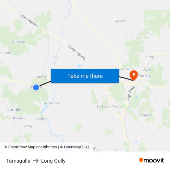 Tarnagulla to Long Gully map