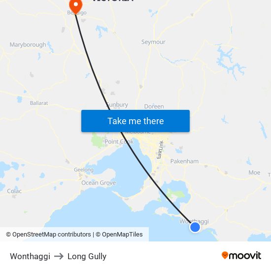 Wonthaggi to Long Gully map