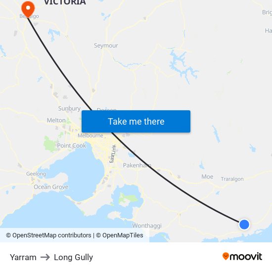 Yarram to Long Gully map