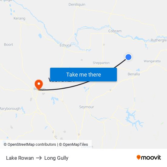 Lake Rowan to Long Gully map