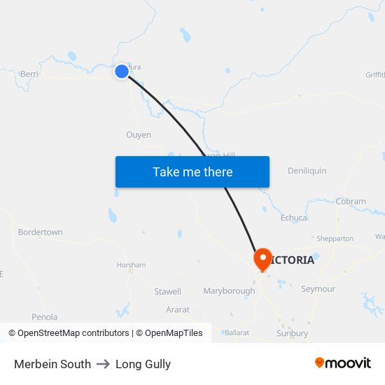 Merbein South to Long Gully map