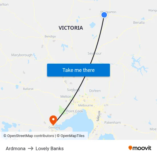Ardmona to Lovely Banks map