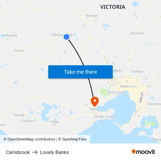 Carisbrook to Lovely Banks map