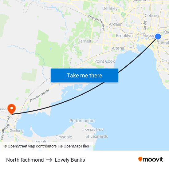 North Richmond to Lovely Banks map